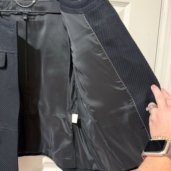 Talbots Ribbed Twill 100% Cotton Black Blazer Jacket Pockets Classic Career 4 - Picture 4 of 12